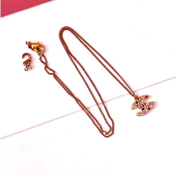 Chanel Gold & Crystal CC Logo Necklace - Picture 4 of 6